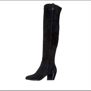 Michael Kors Over The Knee Boot Suede Heeled Almond Toe Size 6.5 Black NEW